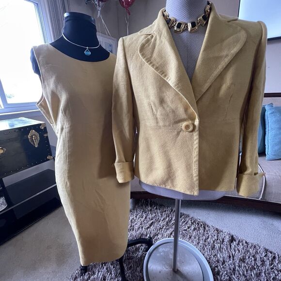 KASPER Separates Blazer Jacket Dress Suit Size 12 Linen Blend 2 Pc Set Career - Picture 2 of 13